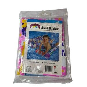 NOS Vintage Splash Club Kid Surf Rider 30" x 21" Float Floatie Floral Pink White